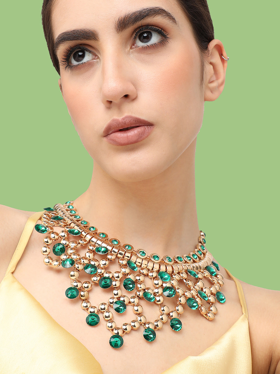 Gold Plated Party Designer Stone Statement Necklace For Women