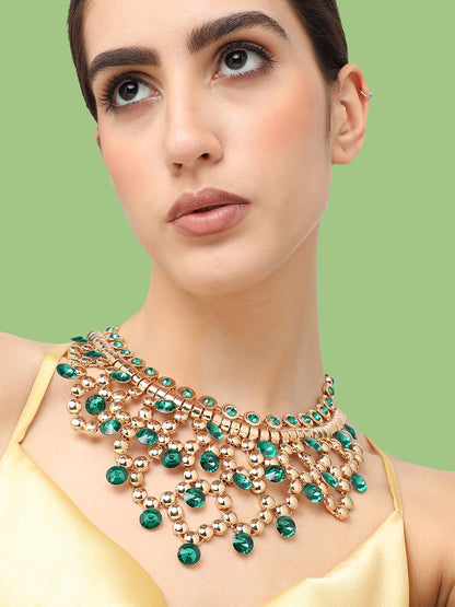 Gold Plated Party Designer Stone Statement Necklace For Women