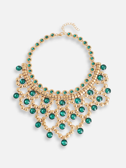 Gold Plated Party Designer Stone Statement Necklace For Women