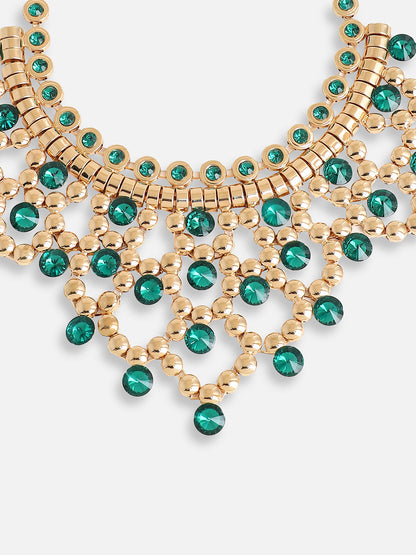 Gold Plated Party Designer Stone Statement Necklace For Women