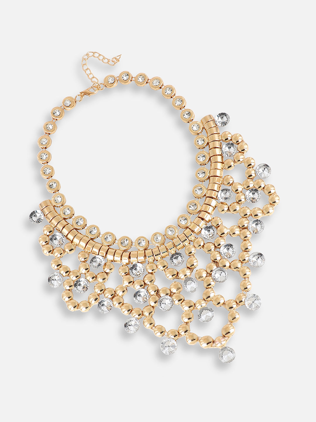 GOLD PLATED PARTY DESIGNER STONE STATEMENT NECKLACE FOR WOMEN