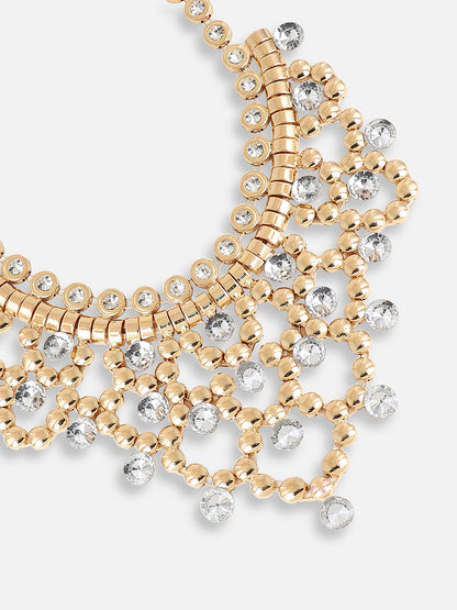 GOLD PLATED PARTY DESIGNER STONE STATEMENT NECKLACE FOR WOMEN
