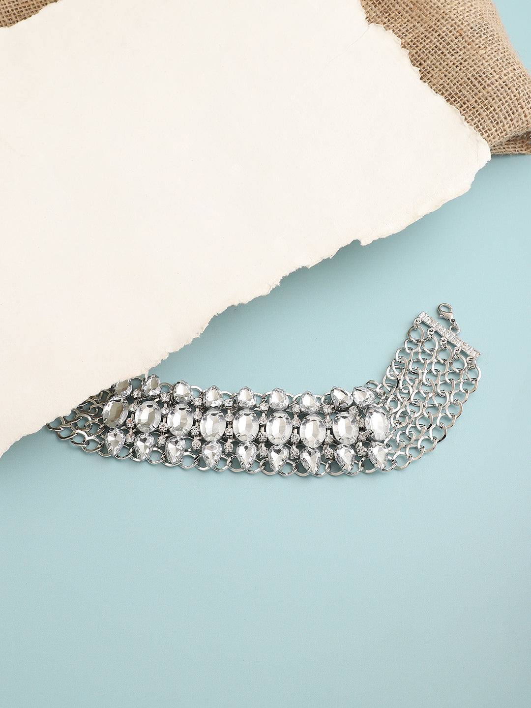 GOLD PLATED PARTY DESIGNER STONE CHOKER NECKLACE FOR WOMEN
