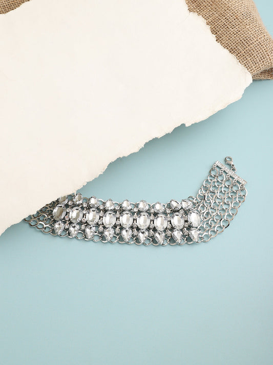 GOLD PLATED PARTY DESIGNER STONE CHOKER NECKLACE FOR WOMEN