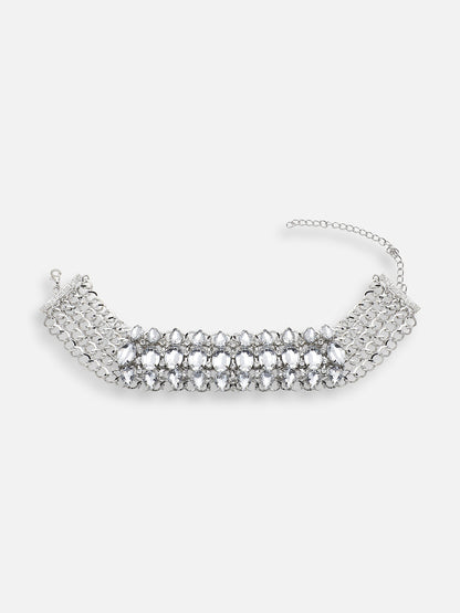 GOLD PLATED PARTY DESIGNER STONE CHOKER NECKLACE FOR WOMEN