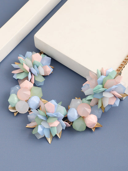 GOLD PLATED PARTY DESIGNER STONE STATEMENT NECKLACE FOR WOMEN