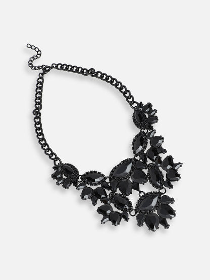 GOLD PLATED PARTY DESIGNER STONE STATEMENT NECKLACE FOR WOMEN