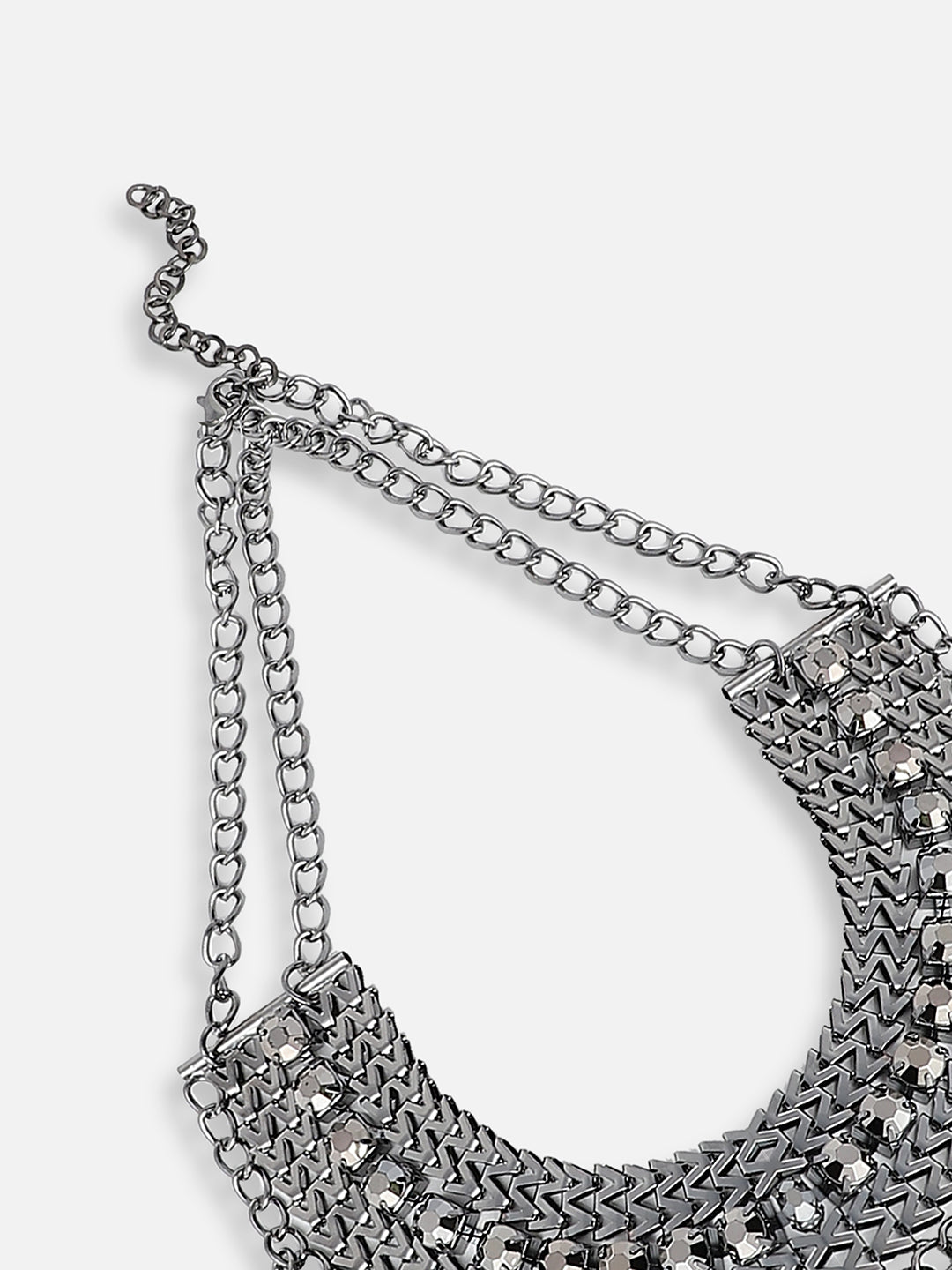 SILVER PLATED PARTY DESIGNER STONE STATEMENT NECKLACE FOR WOMEN