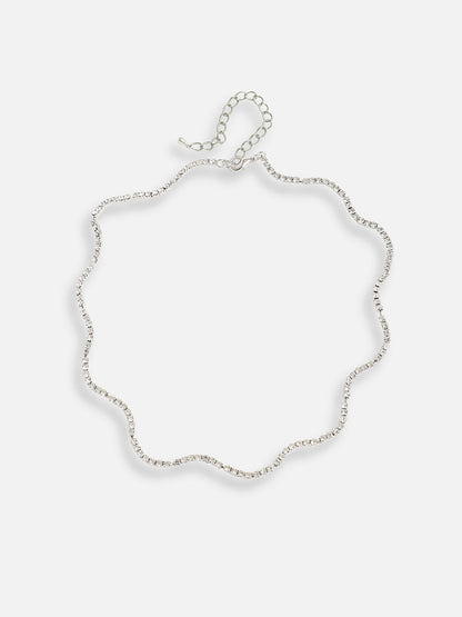 Silver Plated Designer Stone Party Necklace and Earring Set For Women