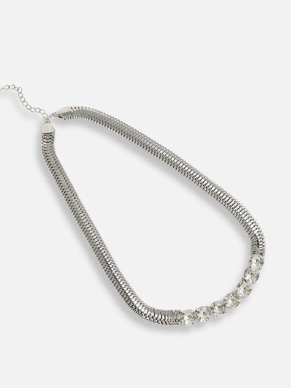 Silver Plated Designer Stone Party Necklace For Women