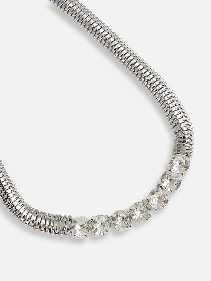 Silver Plated Designer Stone Party Necklace For Women