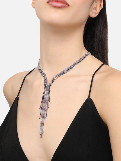 Silver Plated Designer Stone Party Necklace For Women