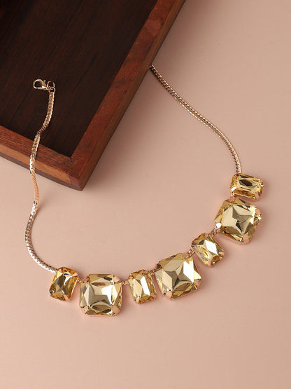 Gold Plated Designer Stone Party Necklace For Women
