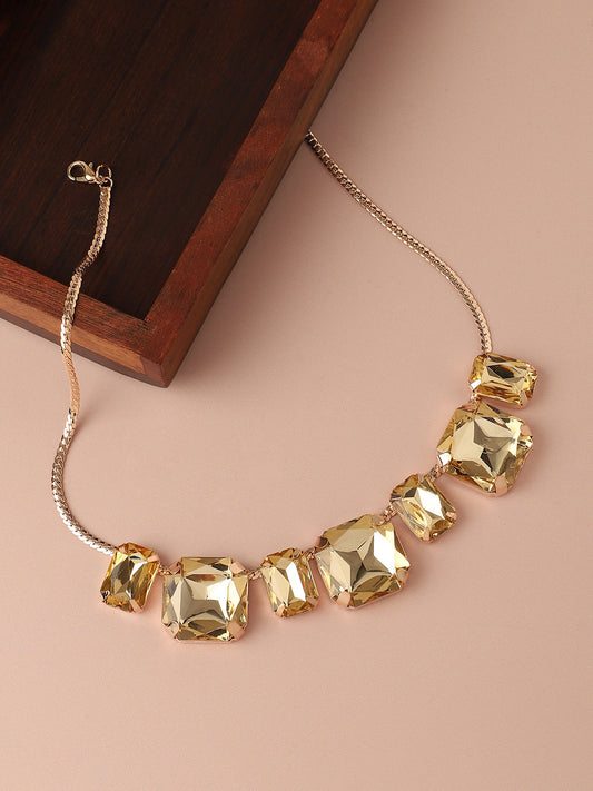 Gold Plated Designer Stone Party Necklace For Women
