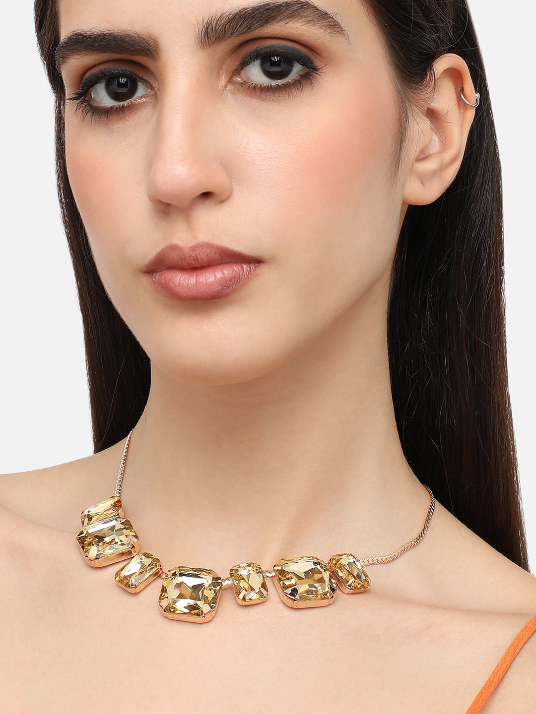 Gold Plated Designer Stone Party Necklace For Women