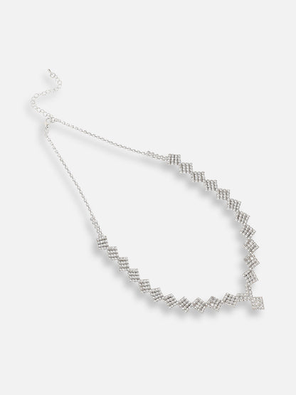 Silver Plated Designer Stone Party Necklace For Women