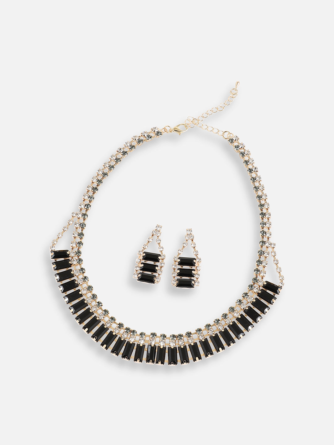 Gold Plated Designer Stone Party Necklace and Earring Set For Women