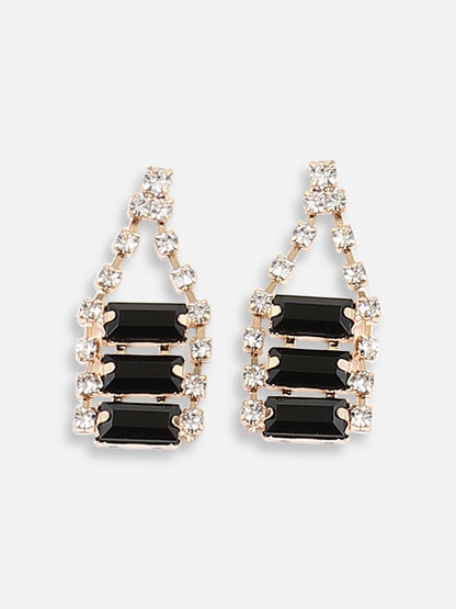 Gold Plated Designer Stone Party Necklace and Earring Set For Women