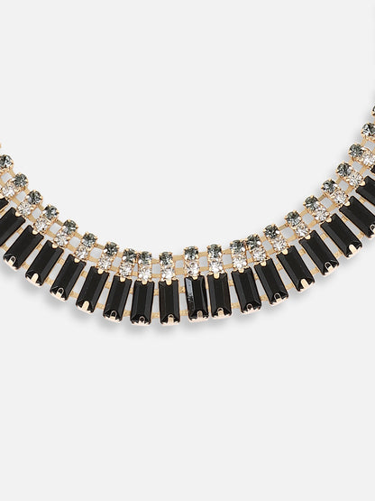 Gold Plated Designer Stone Party Necklace and Earring Set For Women
