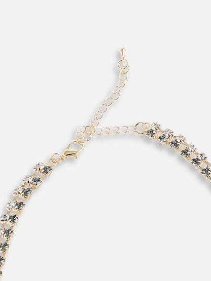 Gold Plated Designer Stone Party Necklace and Earring Set For Women