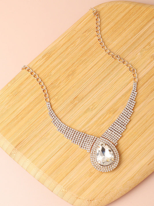 Silver Plated Designer Stone Party Necklace For Women