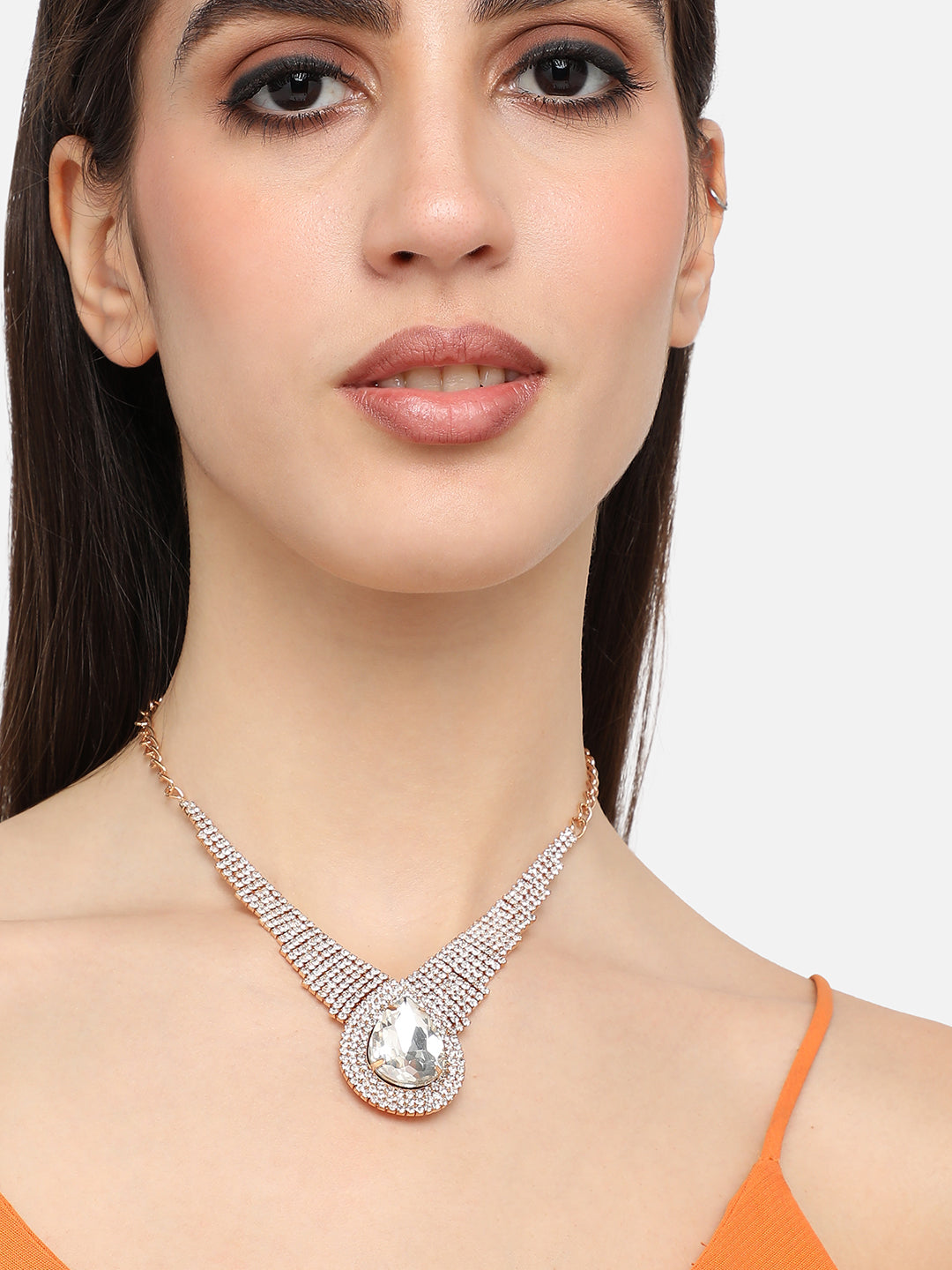 Silver Plated Designer Stone Party Necklace For Women