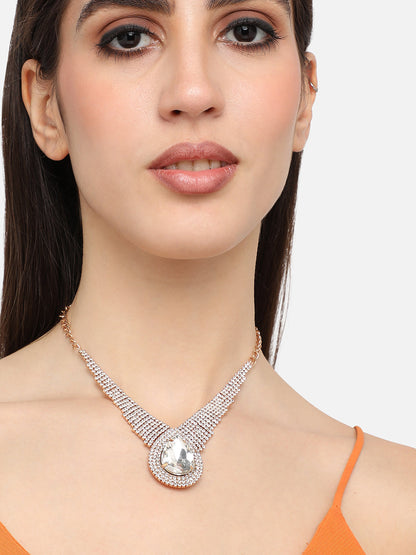 Silver Plated Designer Stone Party Necklace For Women
