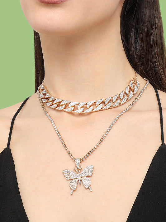 Gold Plated Designer Stone Casual Necklace For Women