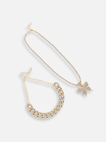 Gold Plated Designer Stone Casual Necklace For Women