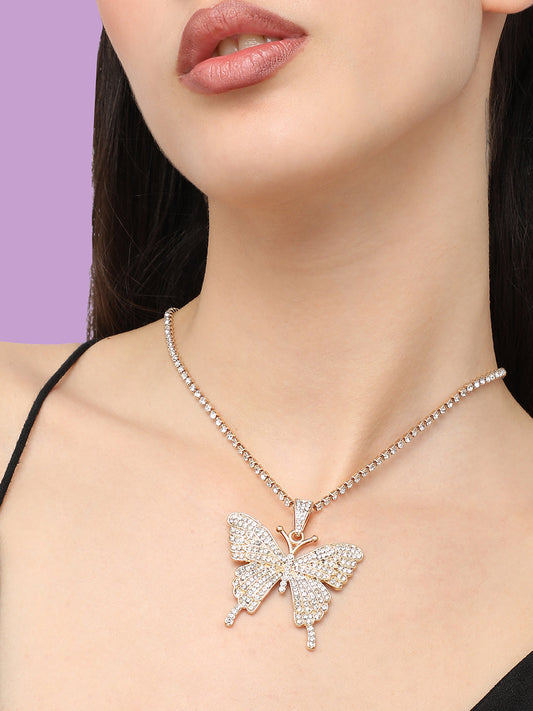 Gold Plated Designer Stone Casual Necklace For Women