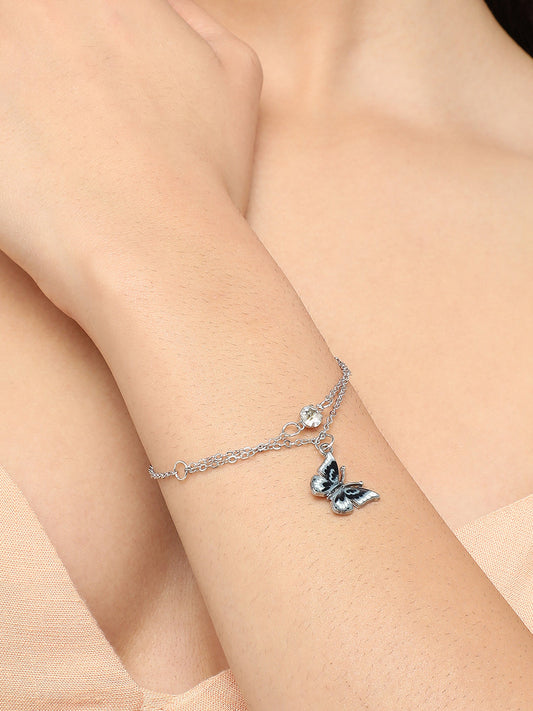 Silver Plated Designer Stone Party Bracelet For Women