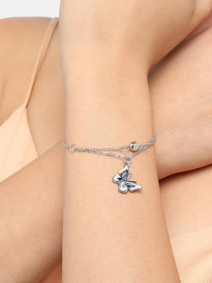 Silver Plated Designer Stone Party Bracelet For Women