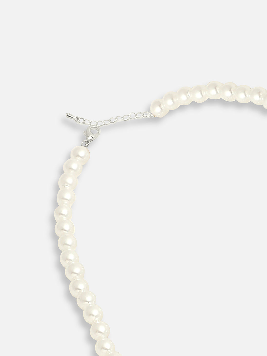 SILVER PLATED PARTY PEARLS CHOKER NECKLACE FOR WOMEN
