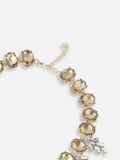 GOLD PLATED PARTY DESIGNER STONE STATEMENT NECKLACE FOR WOMEN