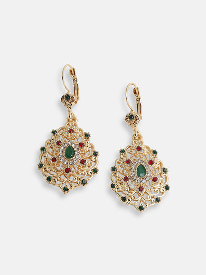 Gold Plated Pearls Party Necklace and Earring Set For Women