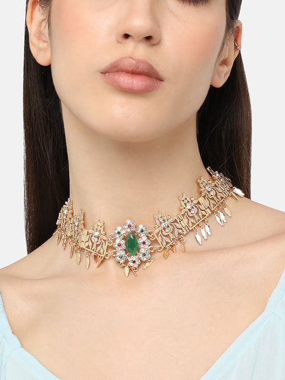 Gold Plated Designer Stone Party Necklace For Women