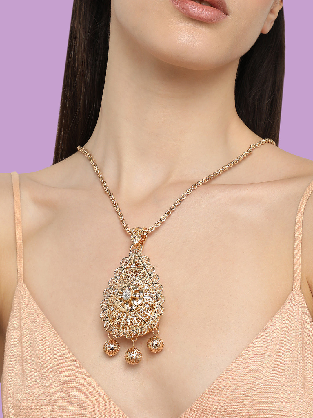 Gold Plated Designer Stone Party Necklace For Women