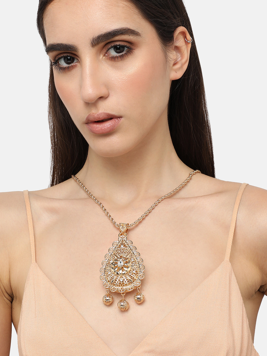 Gold Plated Designer Stone Party Necklace For Women
