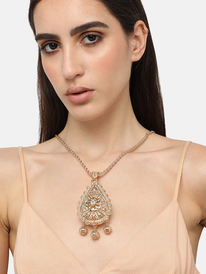 Gold Plated Designer Stone Party Necklace For Women