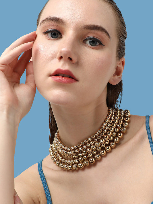 GOLD PLATED DESIGNER PARTY NECKLACE FOR WOMEN