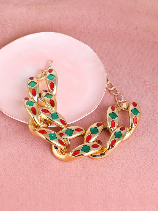 Gold Plated Designer Stone Party Necklace For Women