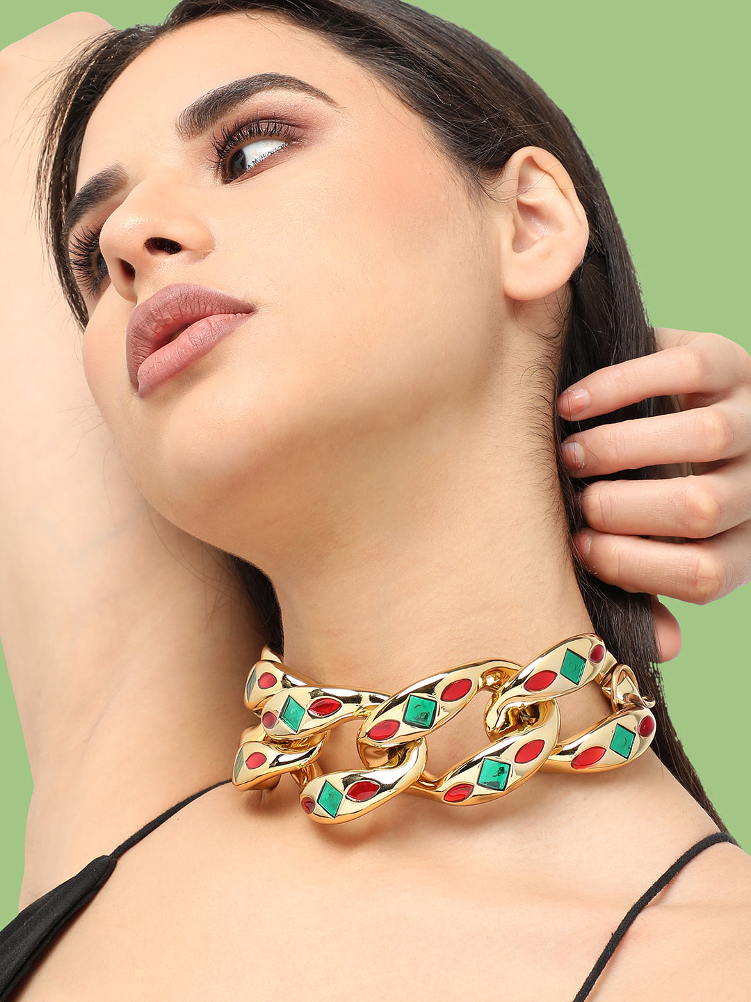 Gold Plated Designer Stone Party Necklace For Women