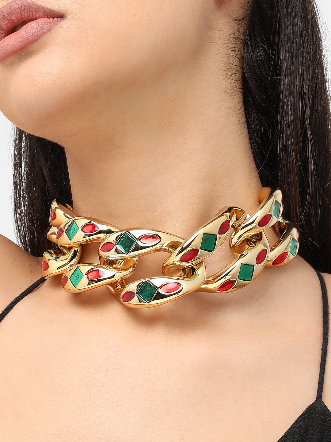 Gold Plated Designer Stone Party Necklace For Women