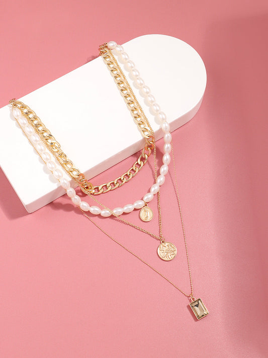 Gold Plated Pearls Casual Necklace For Women