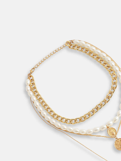 Gold Plated Pearls Casual Necklace For Women