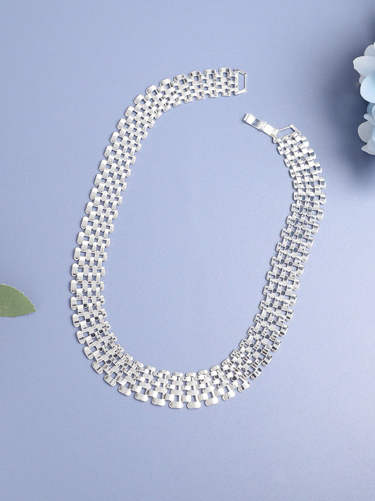 Silver Plated Designer Stone Party Necklace For Women
