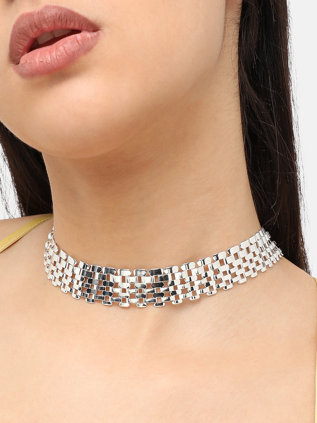 Silver Plated Designer Stone Party Necklace For Women