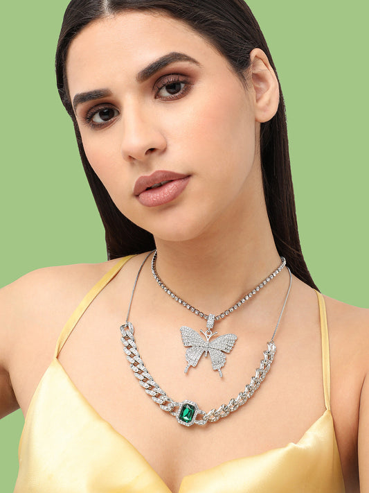 Silver Plated Designer Stone Casual Necklace For Women