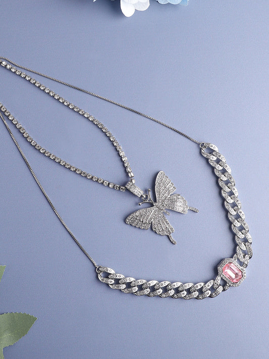 Silver Plated Designer Stone Casual Necklace For Women