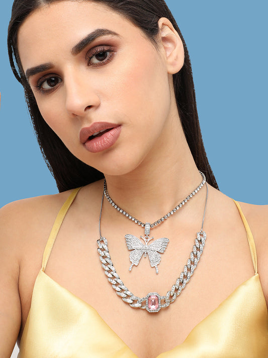 Silver Plated Designer Stone Casual Necklace For Women